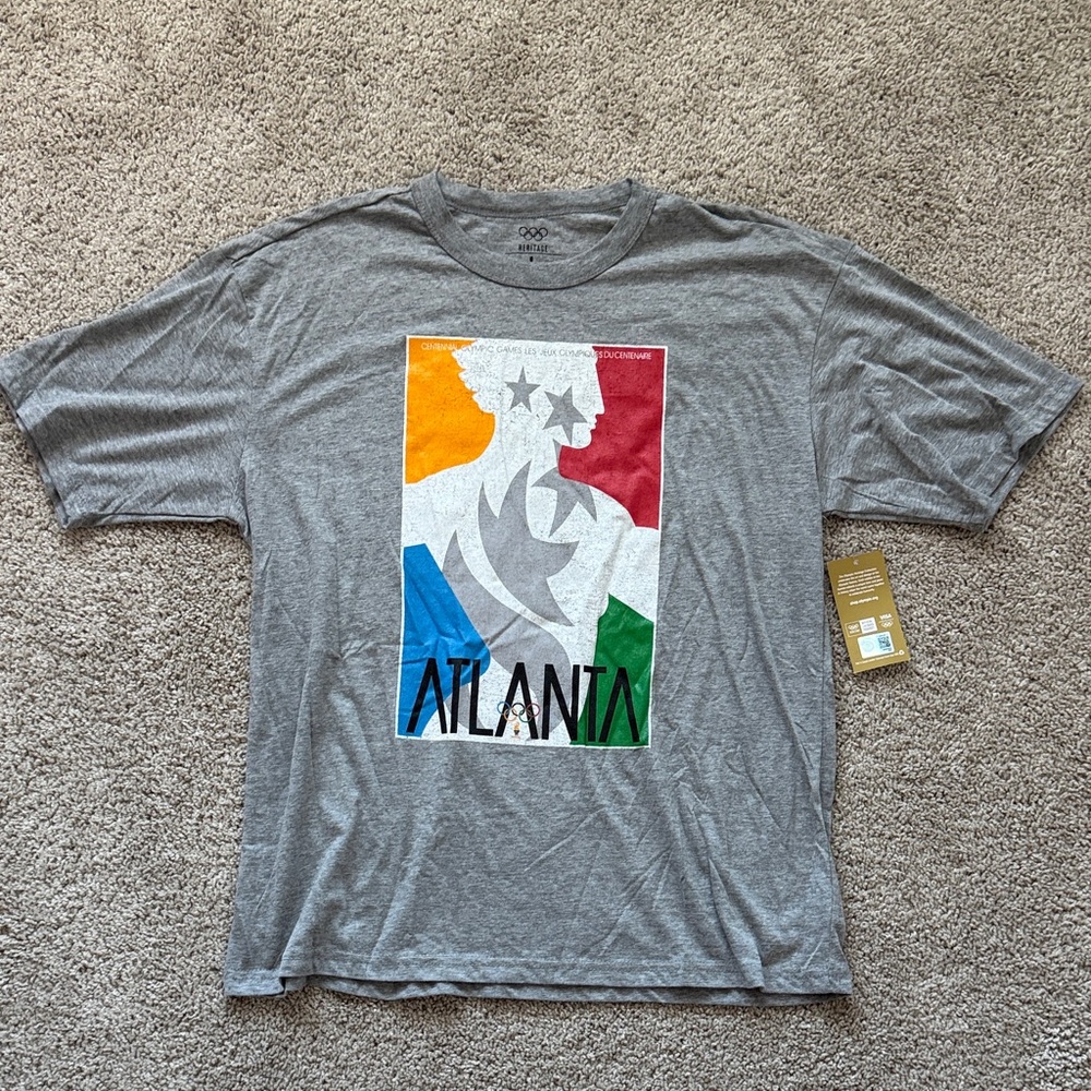 NWT Gray Atlanta Olympics Tee - Men’s Large